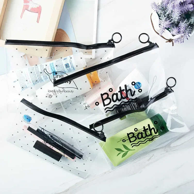 sacs à cosmétiques de voyage en pvc, imperméable, transparent, pour femmes, trousse de maquillage portable, organisateur de toilette, rangement, sac de maquillage, pochette de lavage
