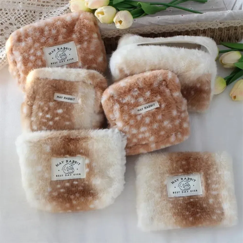 petite trousse de maquillage portable à motif de cerf, grande capacité, organisateur de voyage, pochette pour serviettes hygiéniques, porte-monnaie pour voyage, pour femmes