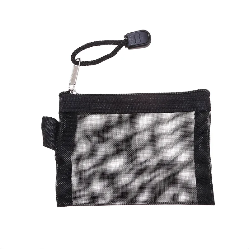 sacs de rangement de cartes en maille de nylon, mini grille transparente, porte-carte de crédit, pochette à fermeture éclair, petit portefeuille de monnaie de voyage, sac de fichiers