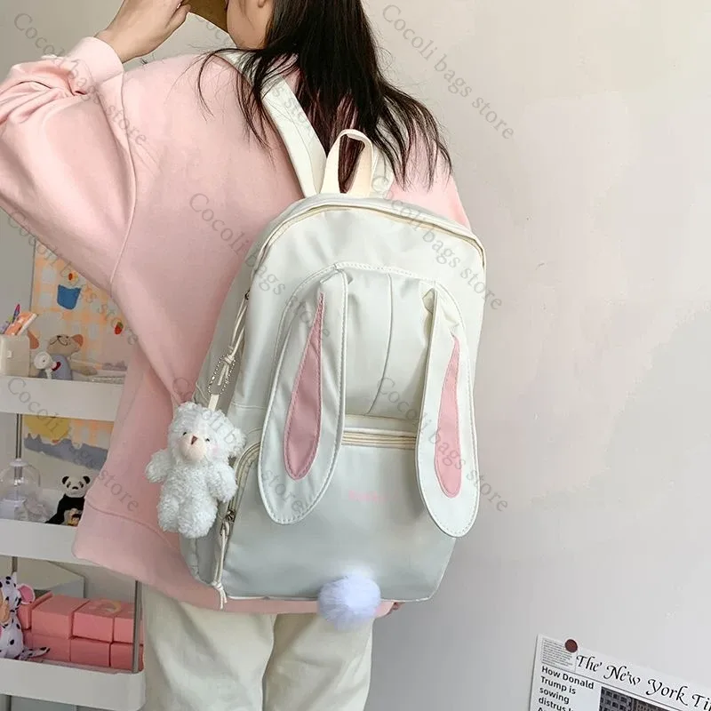 sac à dos oreilles de lapin kawaii pour filles, sac à dos d'école mignon pour filles, sac à dos à usage quotidien en nylon pour la rentrée scolaire