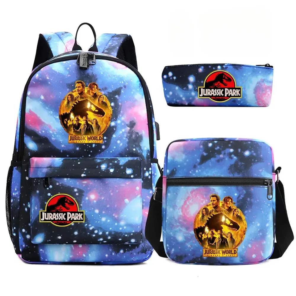 sac à dos de voyage avec serrure antivol usb pour garçon et fille, cartable pour livre d'école pour enfants, sac à stylo, 3 pièces