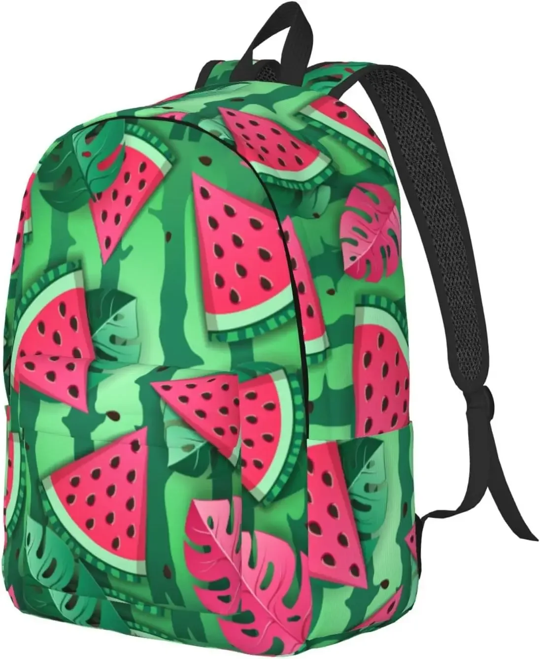 sac à dos en toile pour homme et femme, observateur, décontracté, tranches d'eau neutres et feuilles tropicales, pour ordinateur portable, voyage en plein air