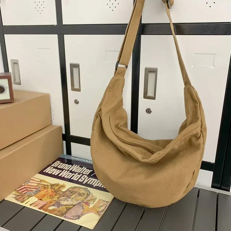 sacs à bandoulière en toile de couleur unie pour femmes, sacoche de shopping de grande capacité, sac à bandoulière pour étudiant, sac d'école unisexe