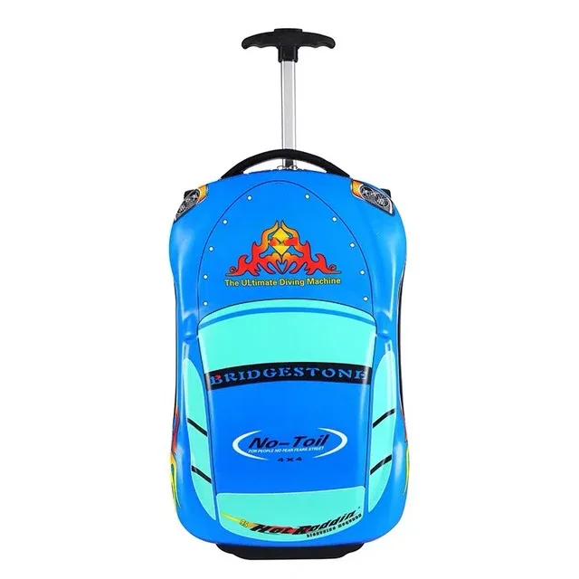 valise de voyage 3d pour enfants, valise à roulettes avec voiture, dessin animé, pour garçons