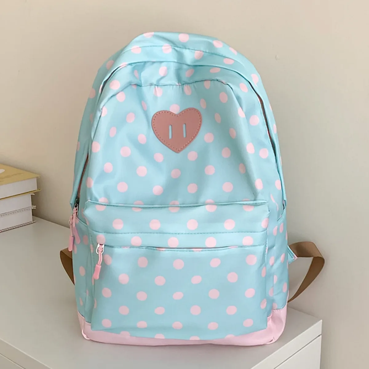 sac à dos mignon à pois en nylon pour femmes, grande capacité, pour ordinateur portable, plusieurs poches, sac de voyage pour le shopping, les voyages et le travail