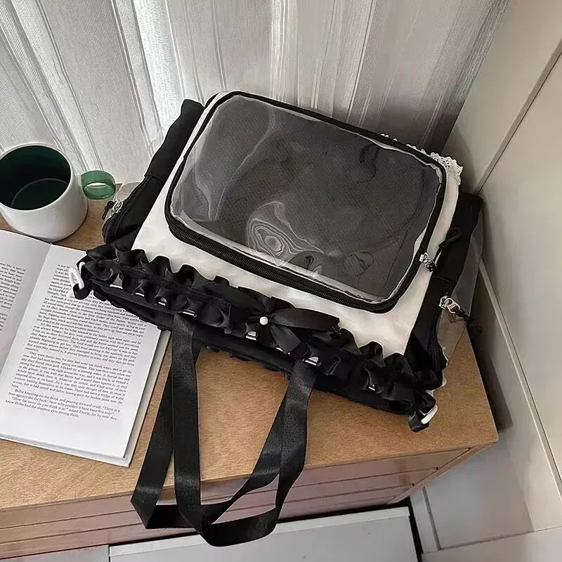 y2k mignon japonais ins ita sac lolita fille fourre-tout transparent sac à bandoulière grande capacité sac à bandoulière décontracté bricolage affichage sacs à main