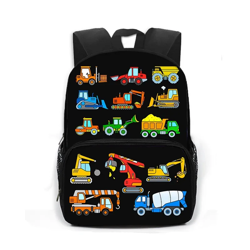 sac à dos imprimé dessin animé de police, voiture, bus, pelle, camion, sac de jour pour enfants, sac de livre pour écoliers de maternelle