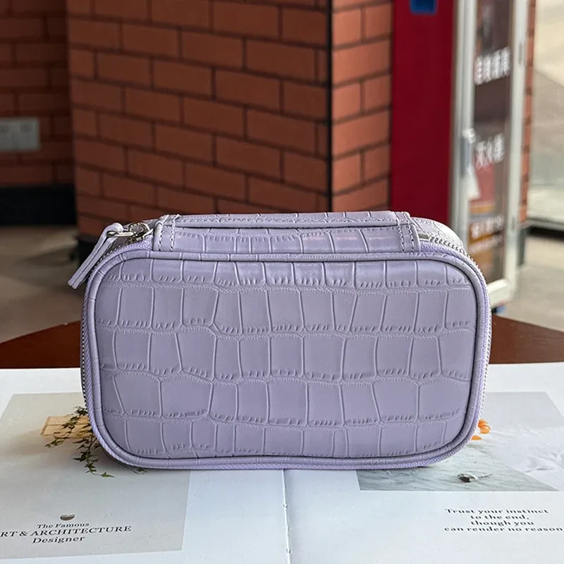 sacs de boîte de maquillage en cuir véritable avec initiales personnalisées pour femmes, sacs à main et bourses de luxe de styliste 2026 neufs en cuir de vache deux tailles, sac de voyage organisateur de maquillage