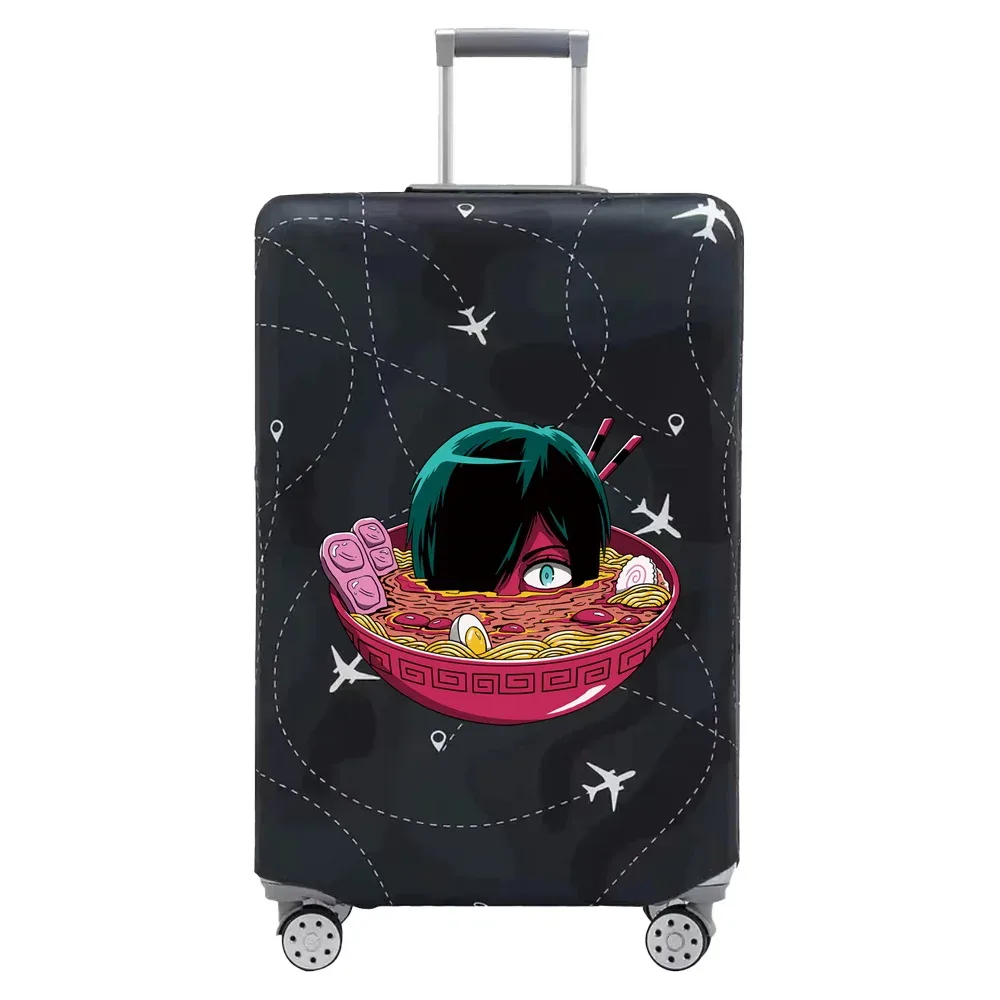 housse valise tissu extensible noire motif ramen bacon dessin animé voyage protection valise taille s m xl