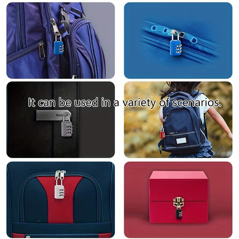 petit cadenas polyvalent avec mot de passe, pour sac à dos d'extérieur, verrouillage de sécurité, portable et léger, en alliage