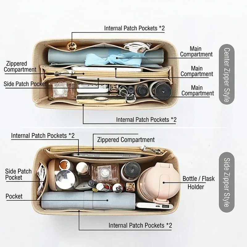 organisateur de sac à main en feutre pour femme, compatible avec loe puzzle, pour sacs de maquillage et cosmétiques, organiseur de sac de luxe pour femme