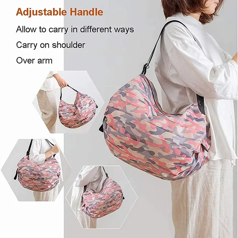 sac de rangement pliable avec poignée, sacs à main de voyage portables camouflage, sac de shopping grande capacité, nouveau 2026
