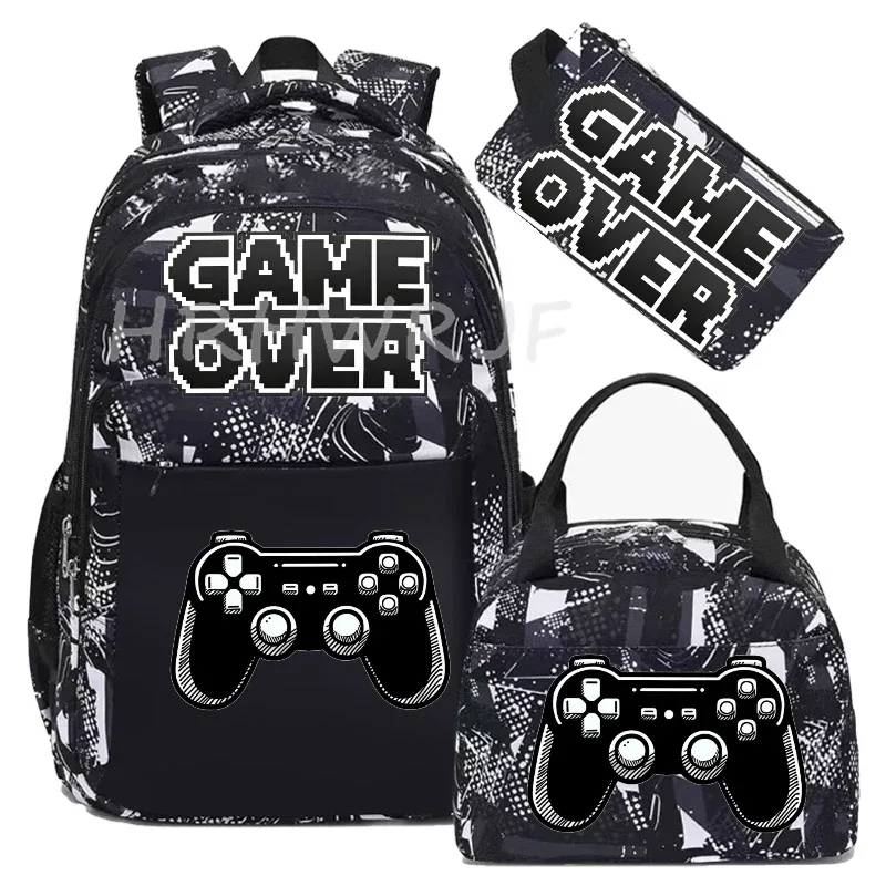 lot de 3 sacs à dos camouflage pour garçons avec sac à déjeuner, grande capacité, pour l'école, les livres et les voyages