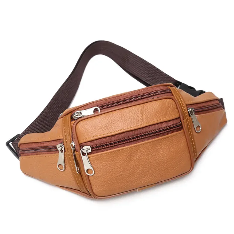 sac de taille en cuir pu pour hommes, sac de ceinture, sac banane en cuir artificiel, petits sacs à bandoulière de luxe à la mode pour hommes