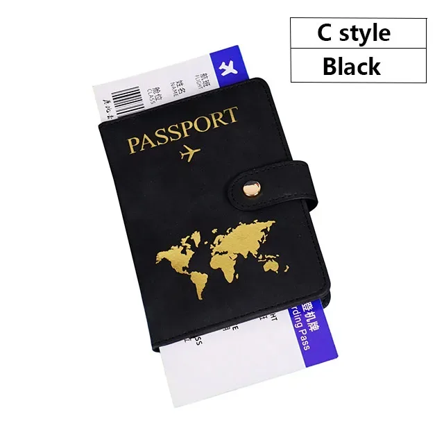 portefeuille de voyage en cuir pu souple multi-fentes avec logo avion, fermeture à pression, porte-cartes sim et porte-documents d'identité