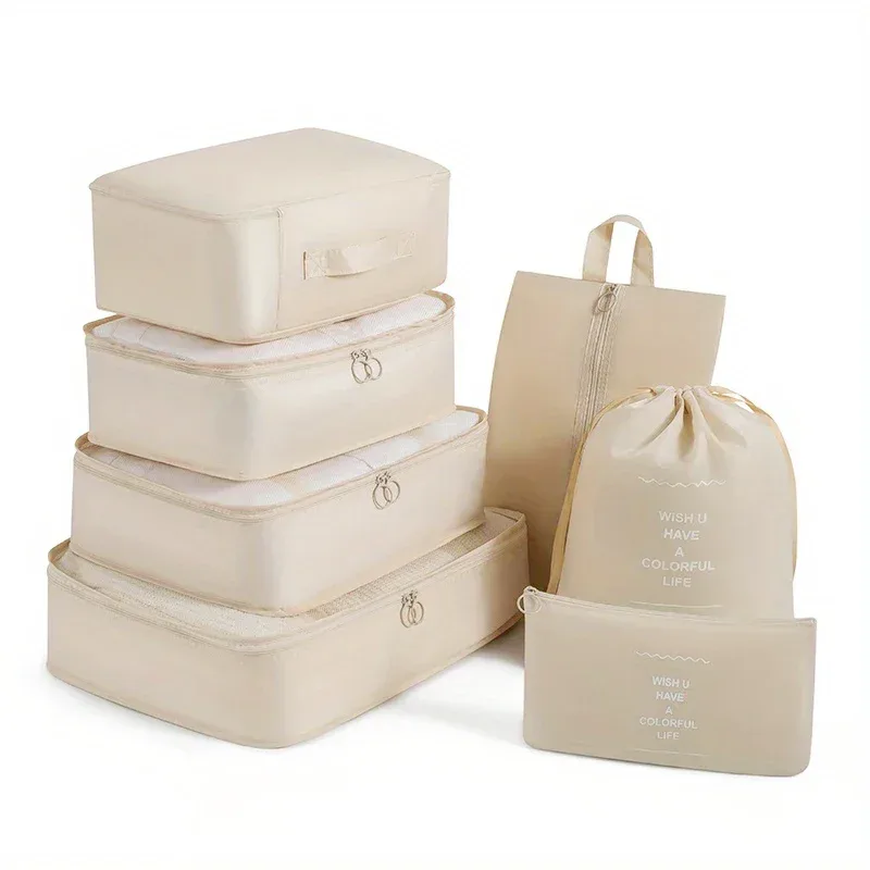 organisateur voyage polyester rouge noir beige vert rose gris rectangulaire ouverture zippée rangement vêtements accessoires