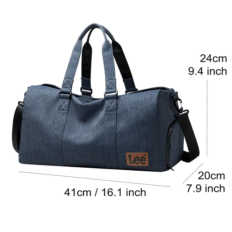 lee – sac polochon de voyage en cuir imperméable de haute qualité, compartiment à chaussures sec et humide, grand bagage d'entraînement, sac de fitness pour femmes et hommes