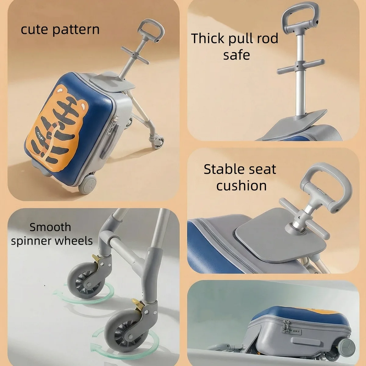 valise de voyage multifonctionnelle pour enfants, chariot à roulettes, bagage à main 20 pouces, poussette pour les voyages