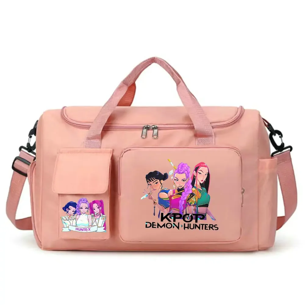 kpop demon hunters – bagage à main de grande capacité pour filles et garçons, sac de sport et de fitness avec séparation sec-humide, sac de voyage pour courtes distances
