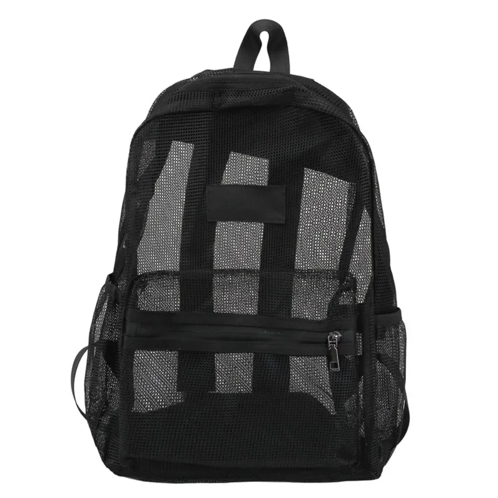 sac à dos en maille respirante, multi-poches, grande capacité, pliable, léger, transparent, pour garçons et filles