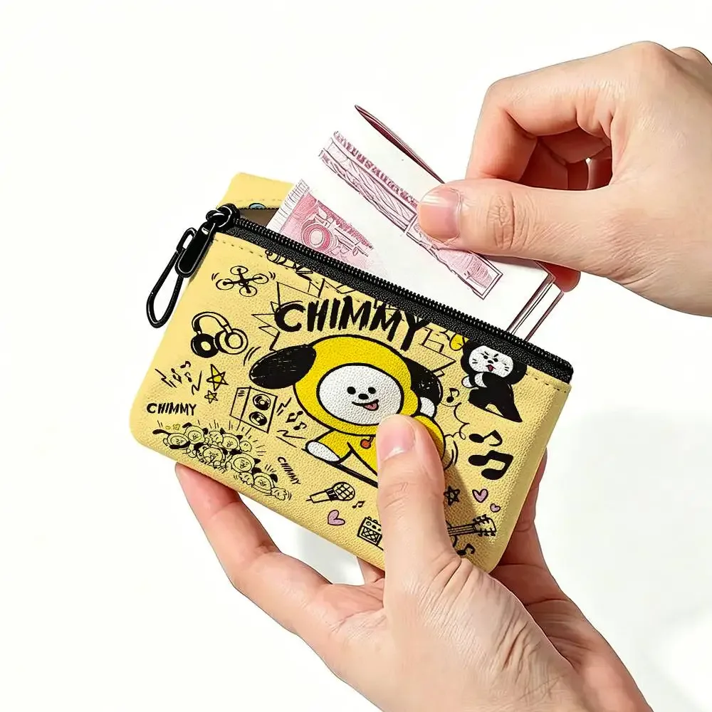 petite bourse à monnaie mignonne bt21 en tissu oxford, pochette de rangement multi-usages pour clés, cartes, pièces de monnaie