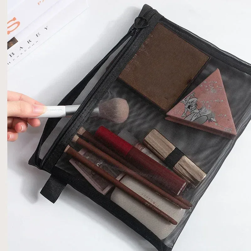 sac à cosmétiques en maille pour femmes, rangement de voyage, sac de maquillage, organisateur, pochette de maquillage portable, petite et grande trousse de toilette et de beauté