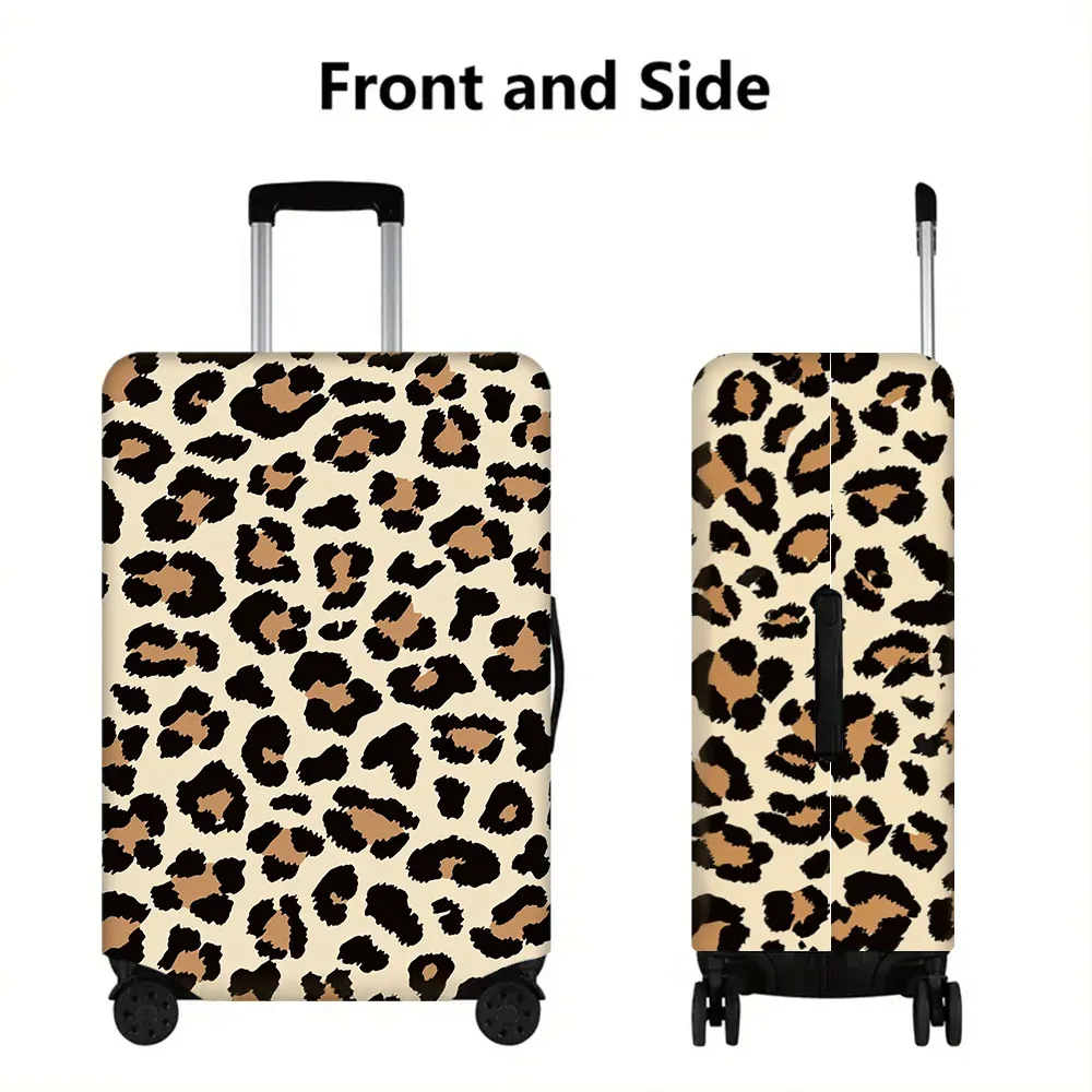 1 housse de protection pour bagages motif léopard, pour bagages de 18 à 32 pouces ; accessoires de voyage anti-poussière et élastiques pour protéger efficacement vos bagages