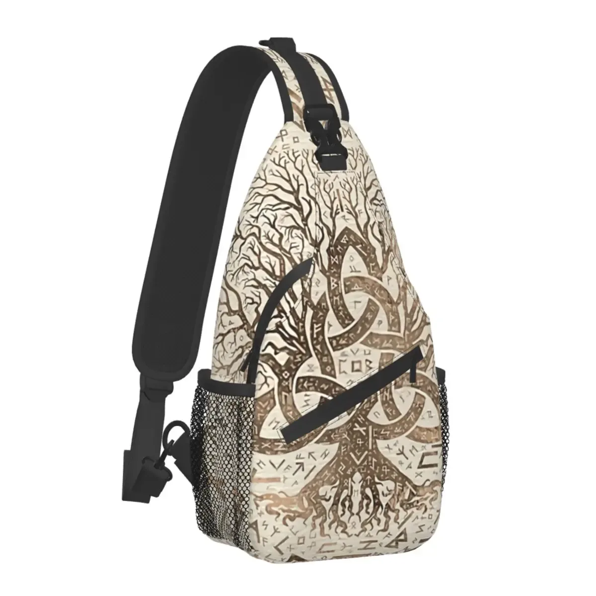 mythologie nordique viking sac à bandoulière sport arbre de vie triquetra sac de poitrine unisexe femmes homme mode épaule sacs à dos voyage