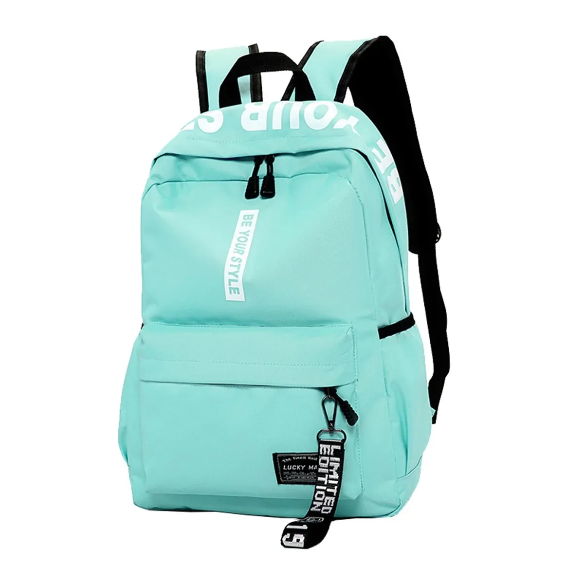 sac à dos d'étudiant léger à la mode, logo personnalisable, sac à double épaule décontracté, sangle d'épaule en arc, doublure en polyester oxford