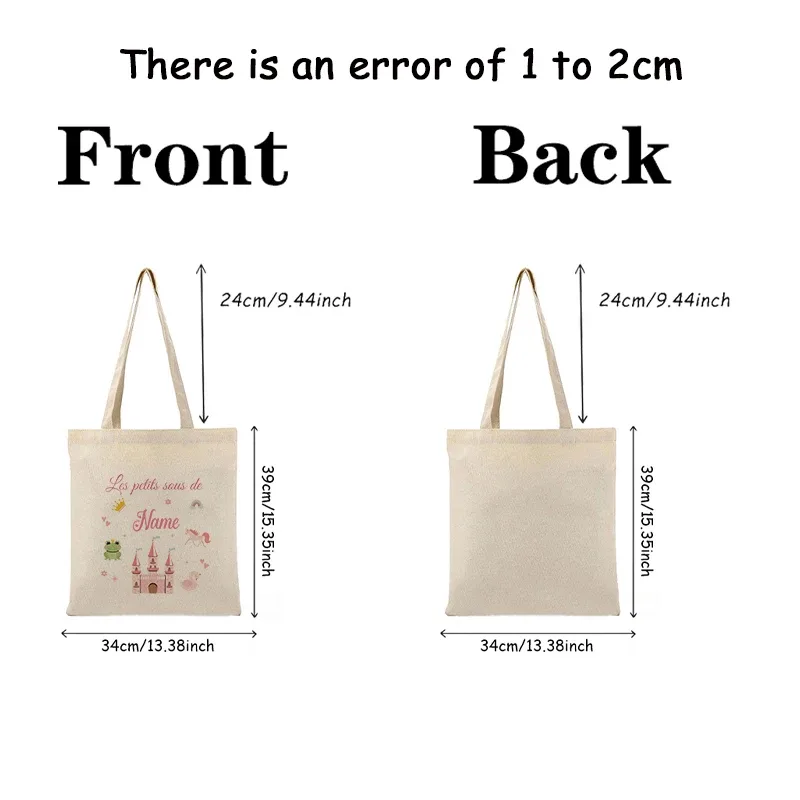 sacs fourre-tout en toile personnalisables avec nom, motifs de princesse sirène, sac de voyage pour amis, anniversaire d'enfants, noël