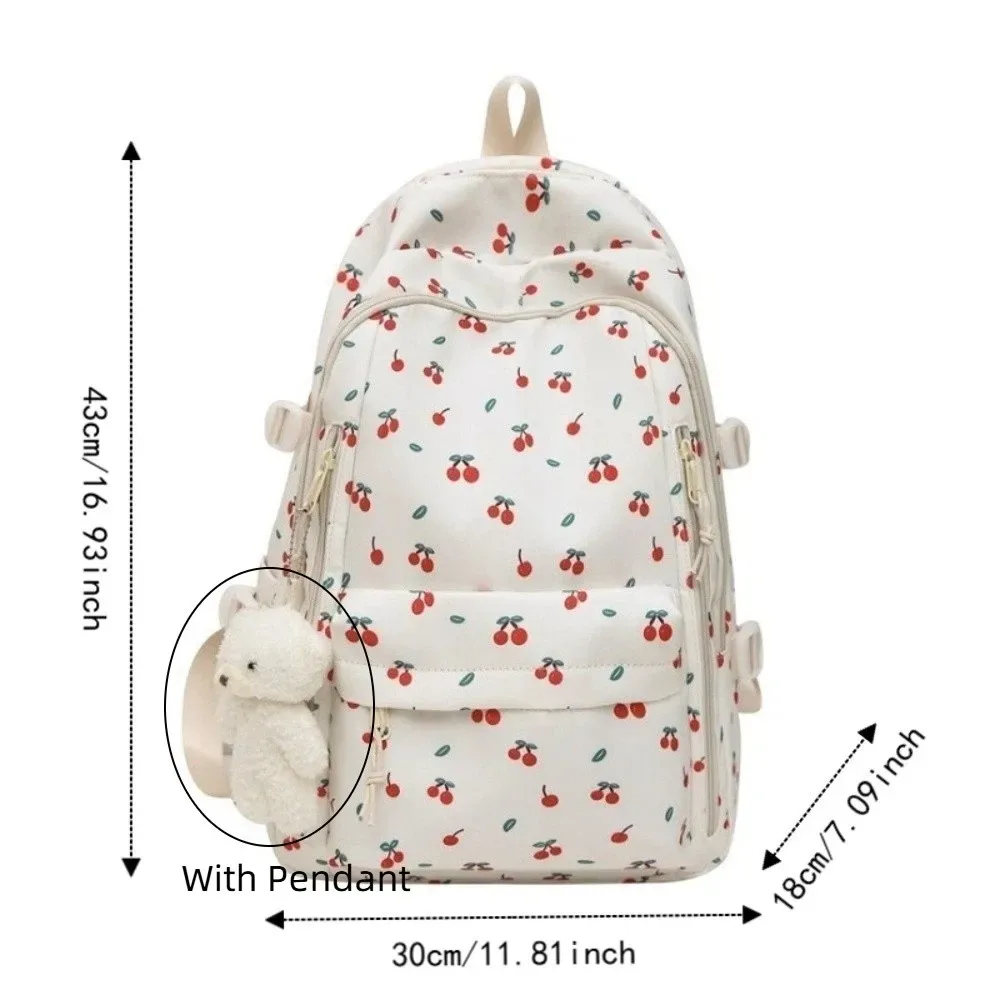 sac à dos mignon à imprimé floral de grande capacité, multi-poches, motif de nœud épaissi, sac d'école léger et durable, sac à dos de voyage