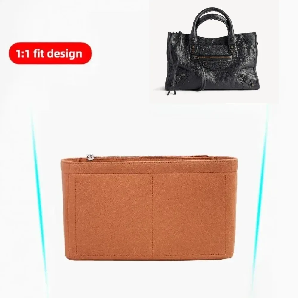 organisateur de sac à main en feutre de qualité supérieure, insert de sac, séparateur intérieur, pochette à maquillage, rangement cosmétique de voyage pour sac de moto vintage