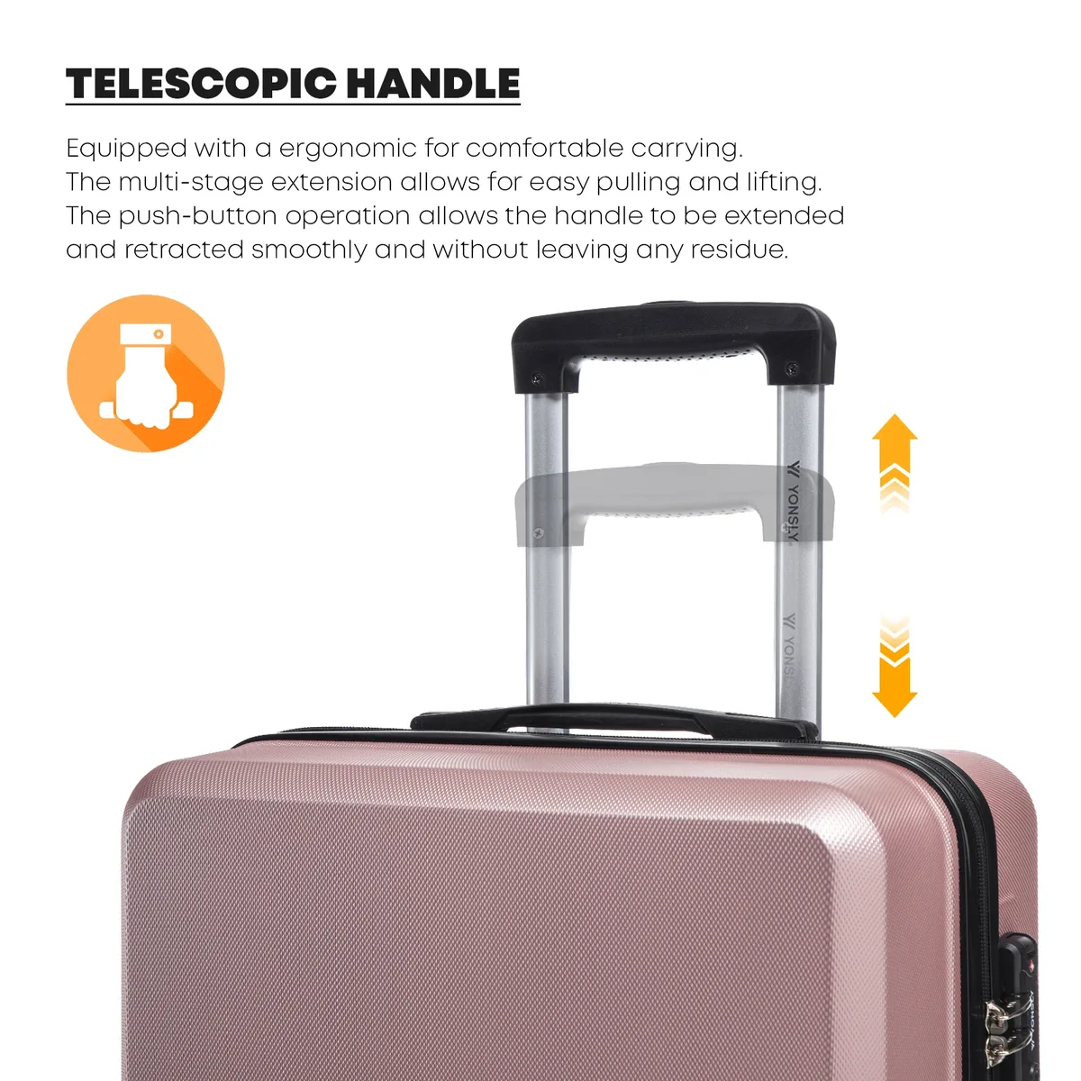 valise yonsly 20/24/28 pouces avec serrure tsa, fermeture éclair double ykk réparable, 4 roues 360 °     valise de voyage à roulettes, design simple en maille, valise rigide, conception anti-collision aux quatre coins pour les vacances
