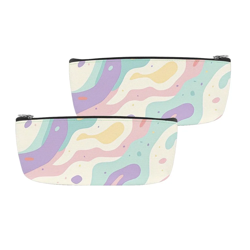 sac à dos imprimé vague abstraite pastel, sacs à crayons, sangles réglables, léger et durable, sac à dos de voyage scolaire, ensembles pour adolescents