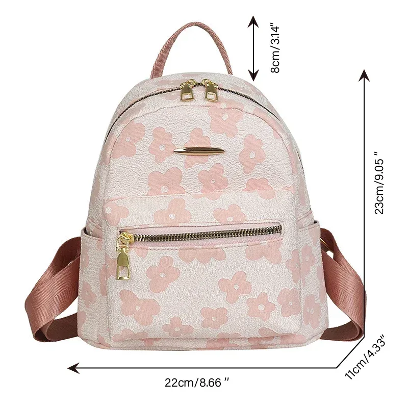 mini petit sac à dos à bandoulière en cuir pu, pochette multifonction pour téléphone pour dames, sac à dos d'école imprimé floral pour dames