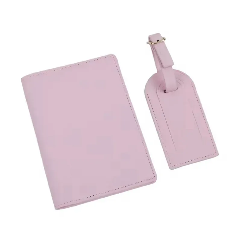 couverture de passeport en cuir saffiano avec initiales personnalisées gratuites, ensemble d'étiquettes de bagages, porte-passeport, étiquette de valise de voyage, accessoires de voyage