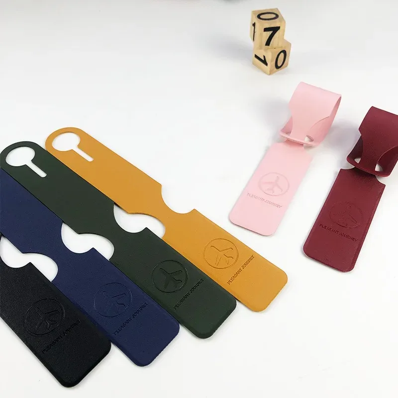étiquette de bagage en cuir pu pour hommes et femmes, étiquette d'identification portable, étiquettes de bagage de valise, porte-adresse d'identification de nom, accessoires de voyage, 1pc