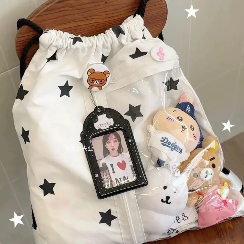 sacs à dos en toile avec cordon de serrage imprimé étoile original pour femmes et filles, sac rétro décontracté dstring y2k pour étudiantes, sac de poupée tendance pour jeunes