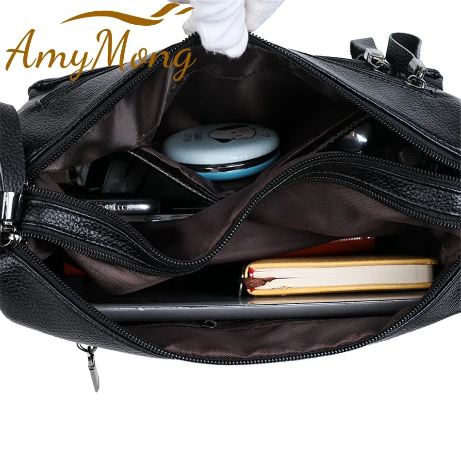 sacs à bandoulière en cuir souple multi-poches pour femmes, sacs à main classiques lancés, sacs à main de luxe de créateur, haute qualité, 2024