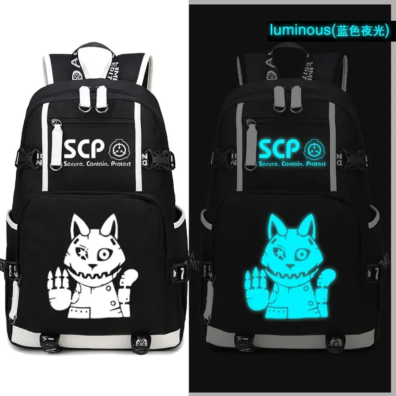 sac à dos scp secure contain protect, cartable noir, sacs d'école de dessin animé, sac à dos de voyage lumineux, sacs initiés par ordinateur portable usb