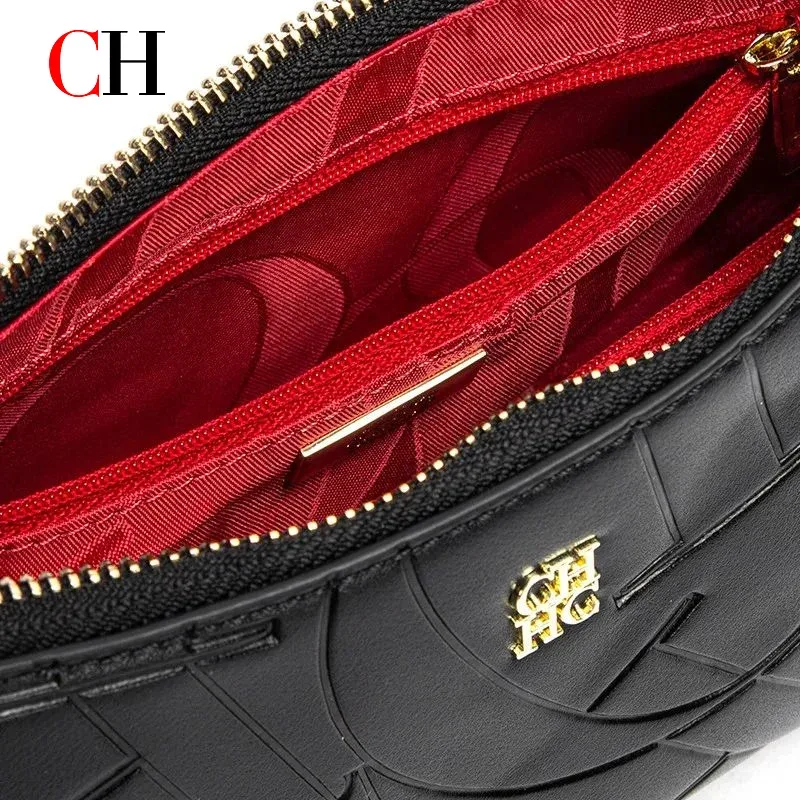 sac à main de luxe ch avec monogramme en relief pour femme, sac bandoulière à chaîne, sac baguette vintage avec fermeture éclair, sac à main quotidien