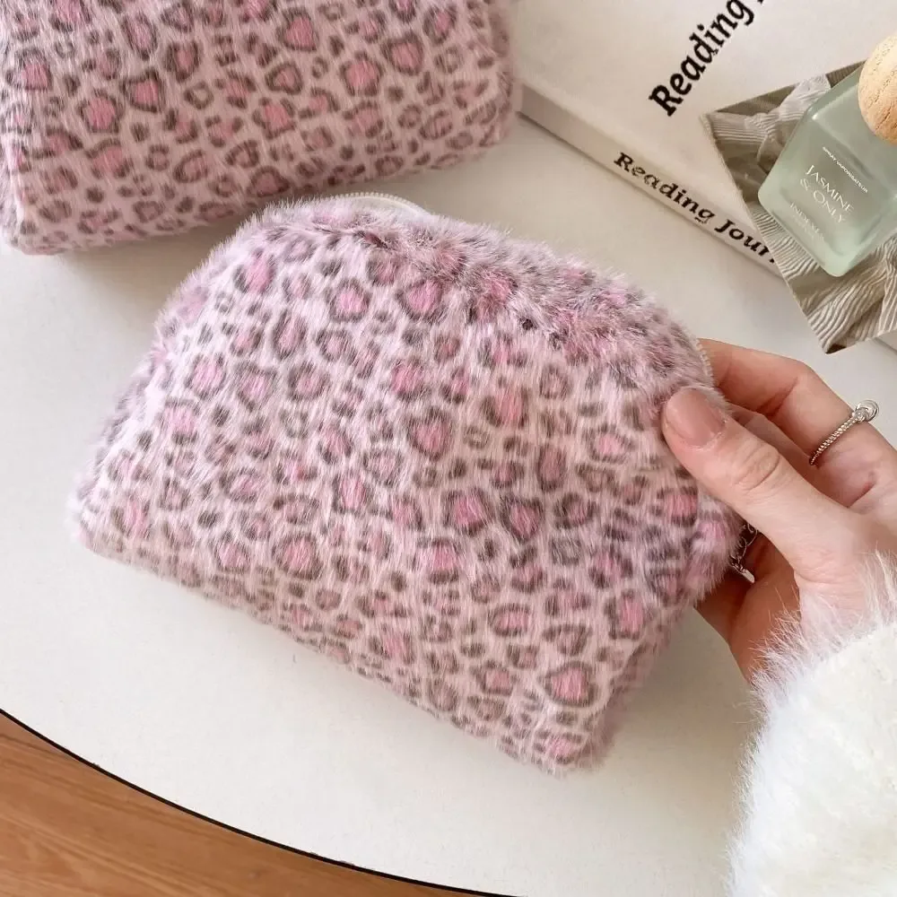 sac de maquillage moelleux de haute qualité, grande capacité, sac cosmétique portable, imprimé léopard, organiseur de toilette pour filles