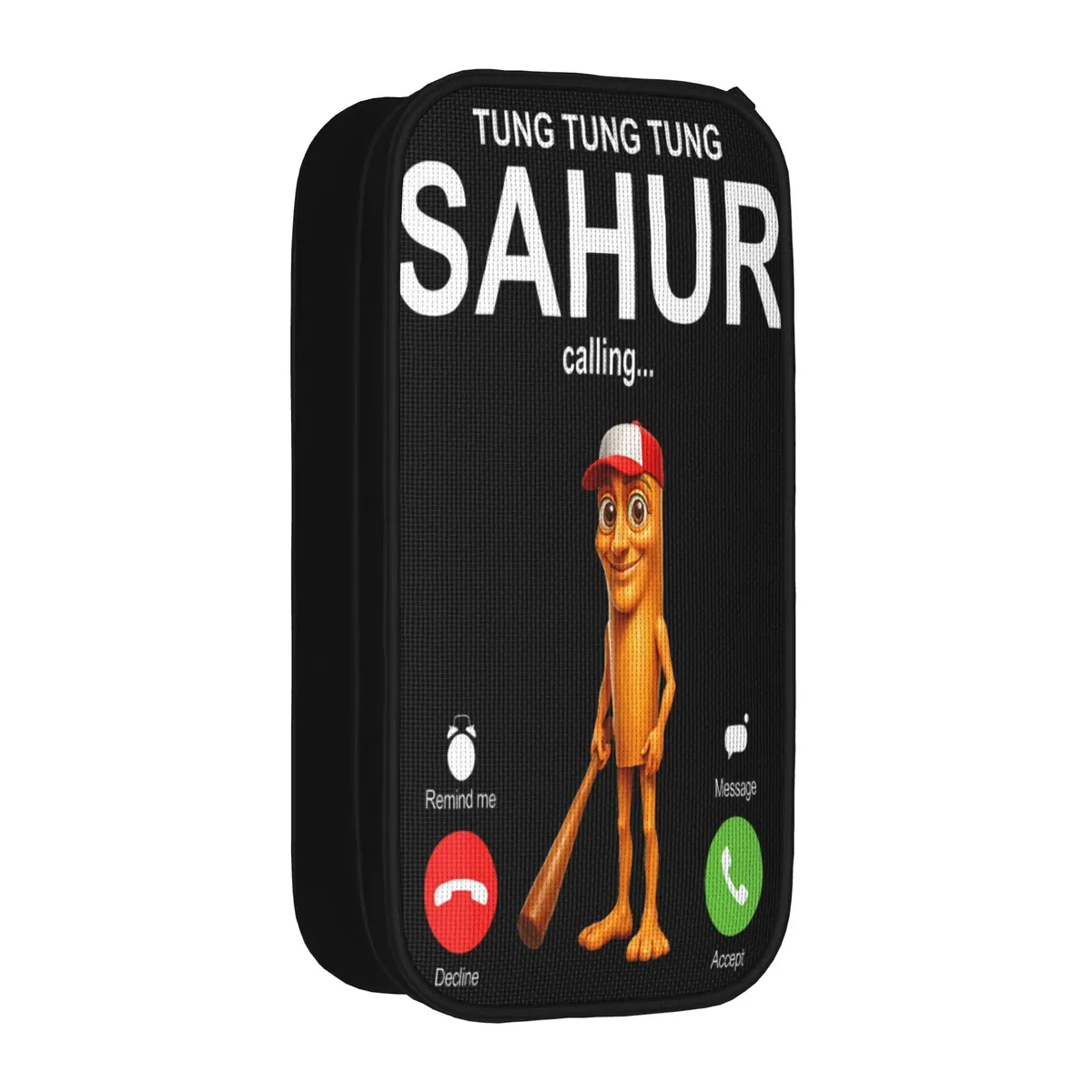 tung sahur cosplay funny calling meme wooden man brainrot trousse à crayons en toile pour garçons et filles, tendance, pour l'école