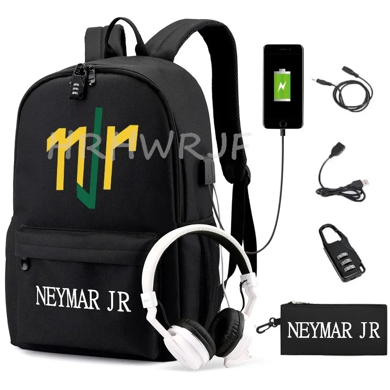 sac à dos neymar imprimé usb pour adolescents, sac à bandoulière pour ordinateur portable, sac à dos à la mode pour filles et garçons, sacs à dos pour lycée, mochilas de voyage