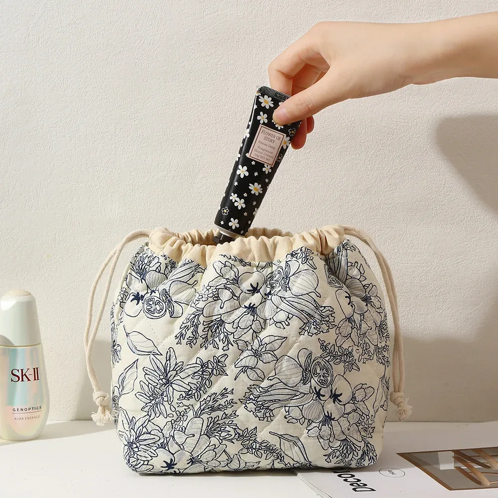sac de rangement portable de voyage grande capacité avec cordon de serrage, en forme de coquille, mignon, de niche, pochette de rangement polyvalente en coton