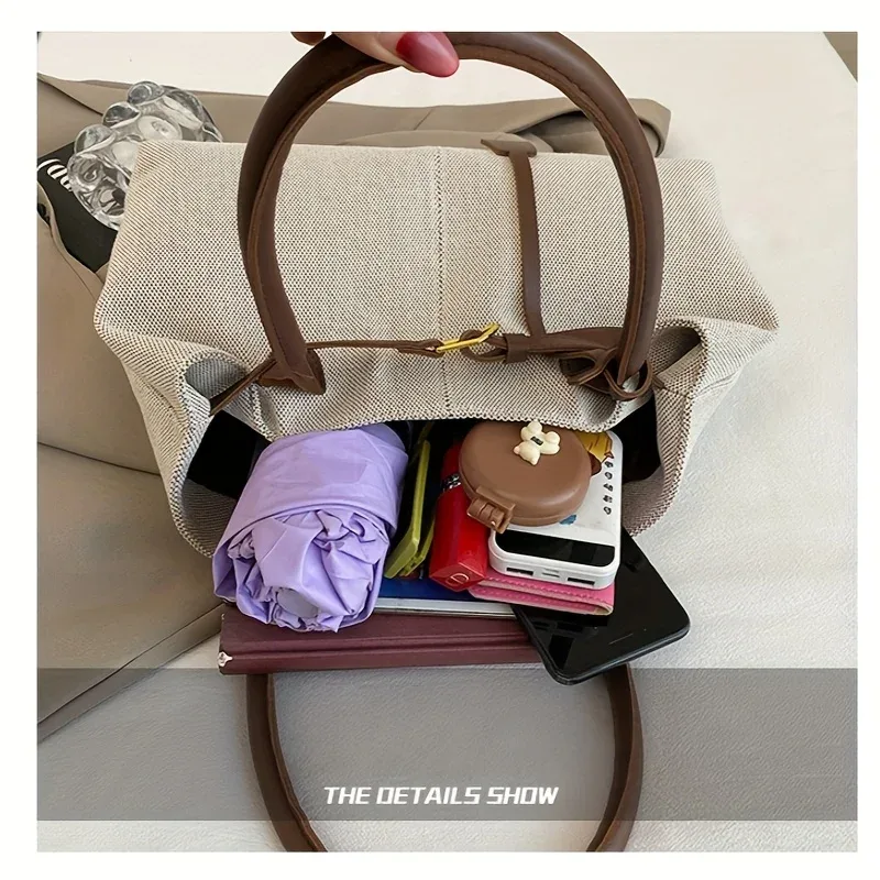 sac fourre-tout rétro de grande capacité pour femmes, sac à main de voyage en matériau durable adapté au fitness, à la natation et au shopping