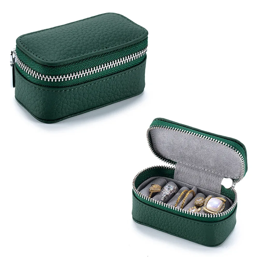 organisateur voyage cuir vachette noir gris beige marron fermeture éclair intérieur velours bijoux mini pochette cosmétique femmes soirée