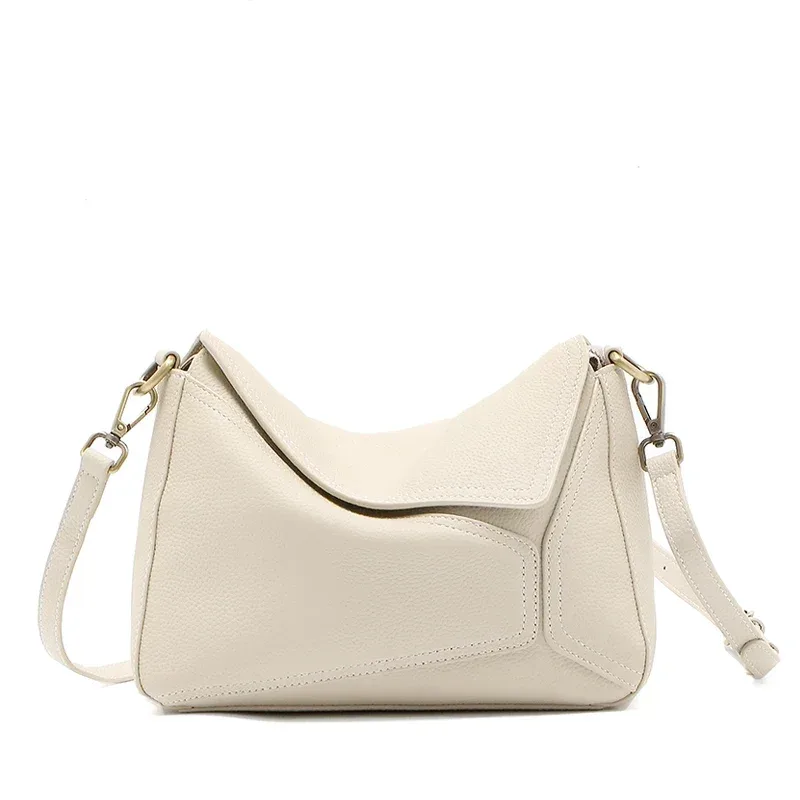 sac à bandoulière géométrique en cuir de vache 100% pur pour femmes, sac à bandoulière de couleur unie pour dames, grande capacité, oreiller, sac à main de luxe