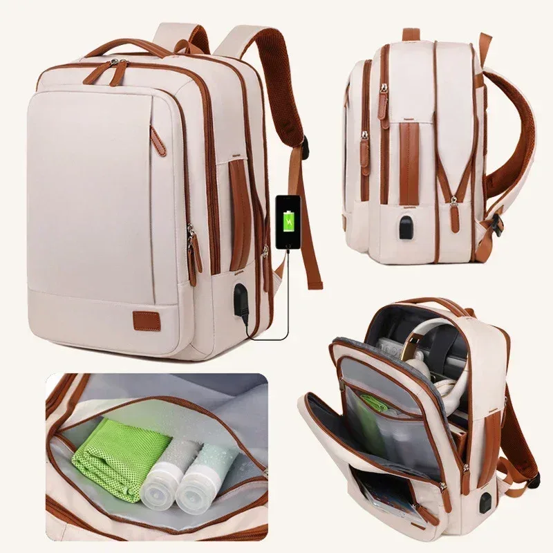 sac à dos d'affaires étanche pour femmes, sac pour ordinateur portable, sac de banlieue pour week-end avec port usb, sacs pour étudiants, sac de jour de voyage