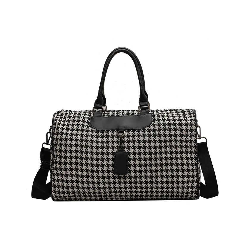 sac de voyage pied-de-poule pour femme, grand sac de sport, sac de sport, sac à main de week-end, sacs à bandoulière initiés, cubes d'emballage, fourre-tout